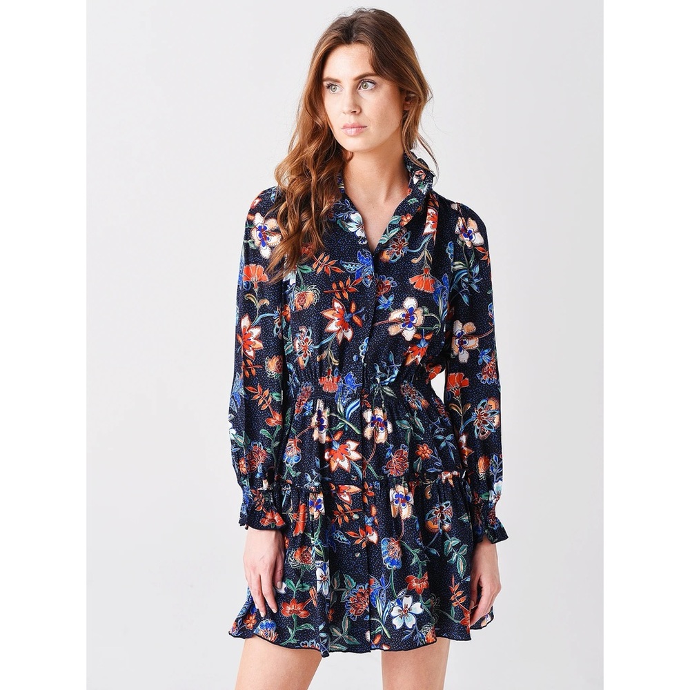 Hunter Bell Floral Mini Dress - Black and Multicolor